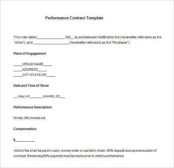 12+ Performance Contract Templates   Free Word, PDF Documents 