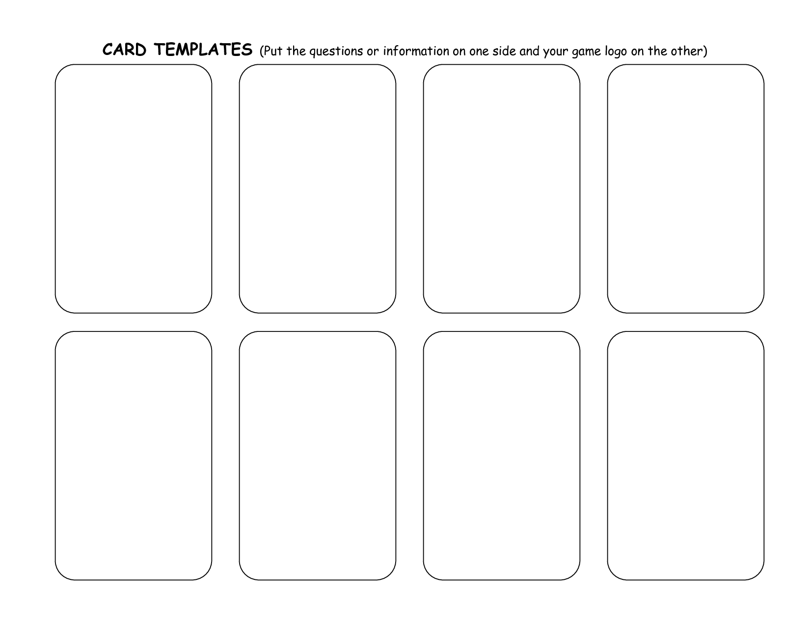 Make Your Own Playing Cards Template Word