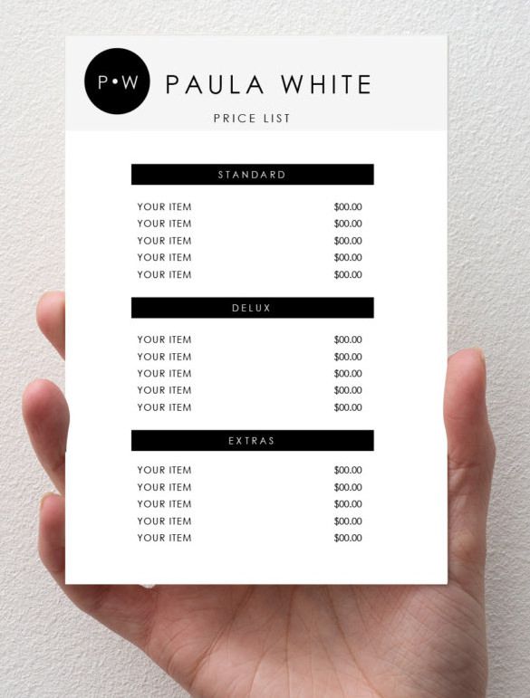 Price List Template   Pricing Sheet ~ Flyer Templates ~ Creative 