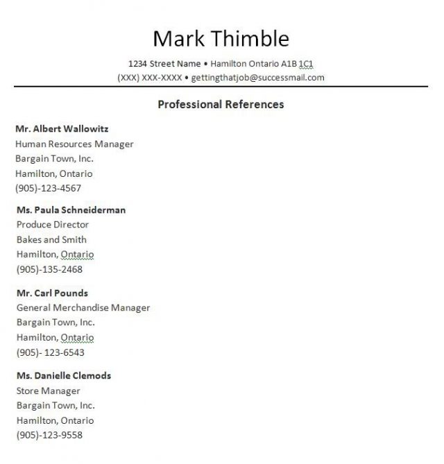 Business Reference Template Word