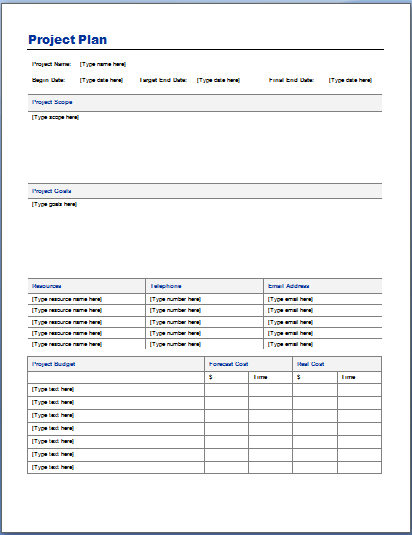 Sample project plan template word ready although document 
