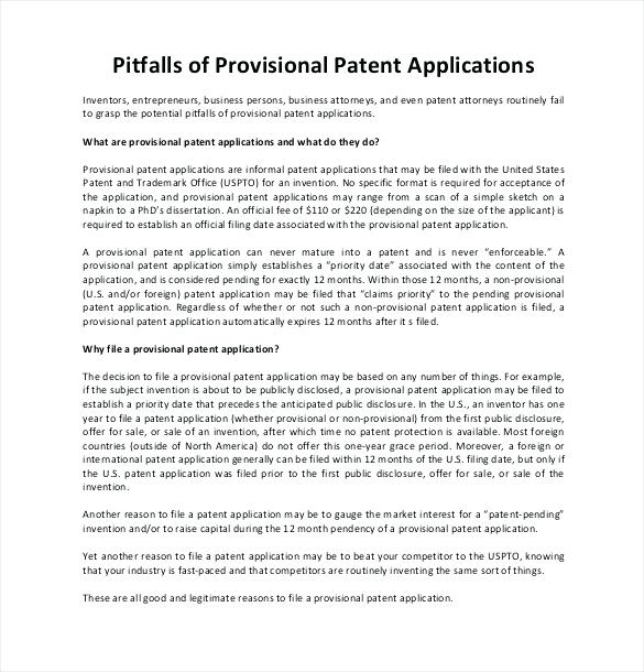 Provisional Patent Application Example