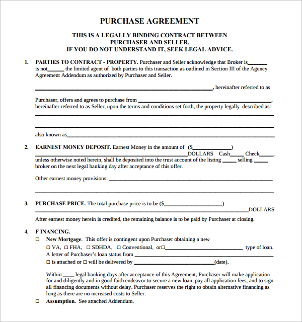 Real Estate Purchase Agreement Template