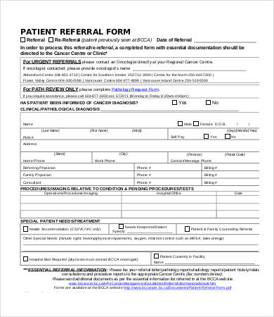 medical referral form template referral forms templates 