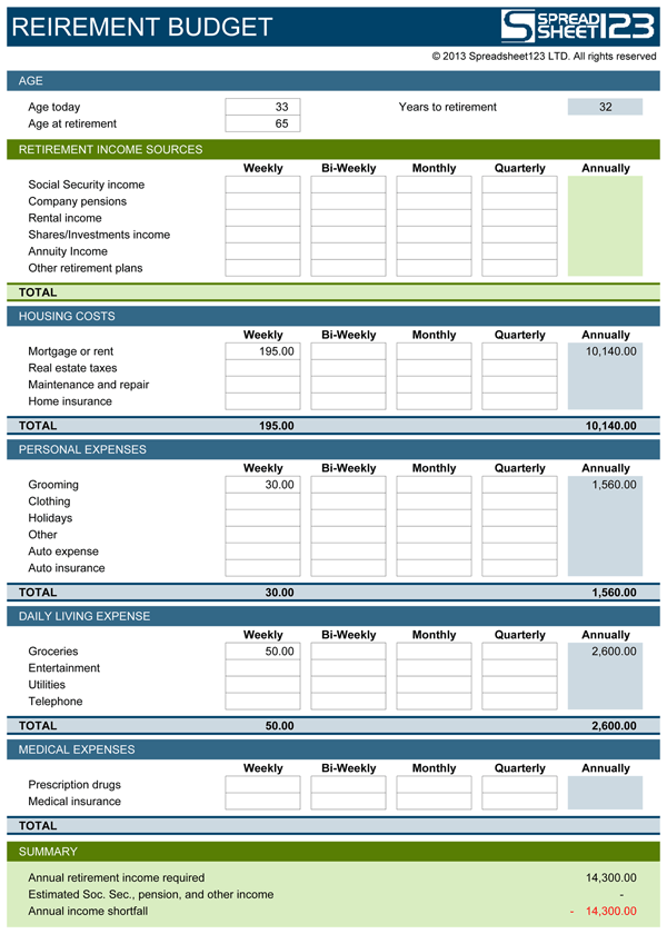 Retirement Budget Planner | Free Template for Excel