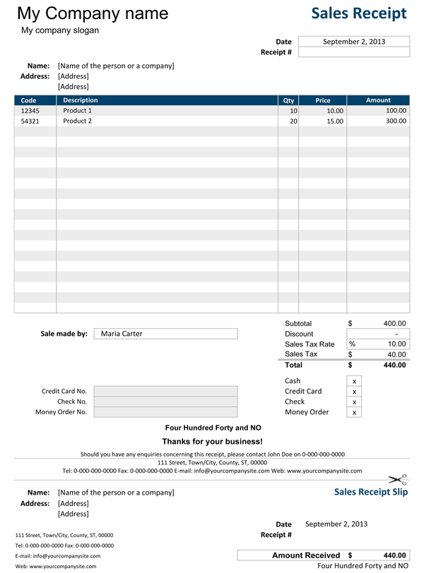 gross receipts example