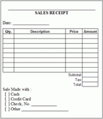 Receipt 1 Free Sales Receipt Form ~ rusinfobiz
