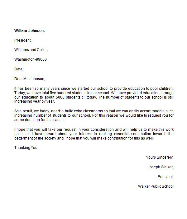 Sample Business Letter Asking For Donations