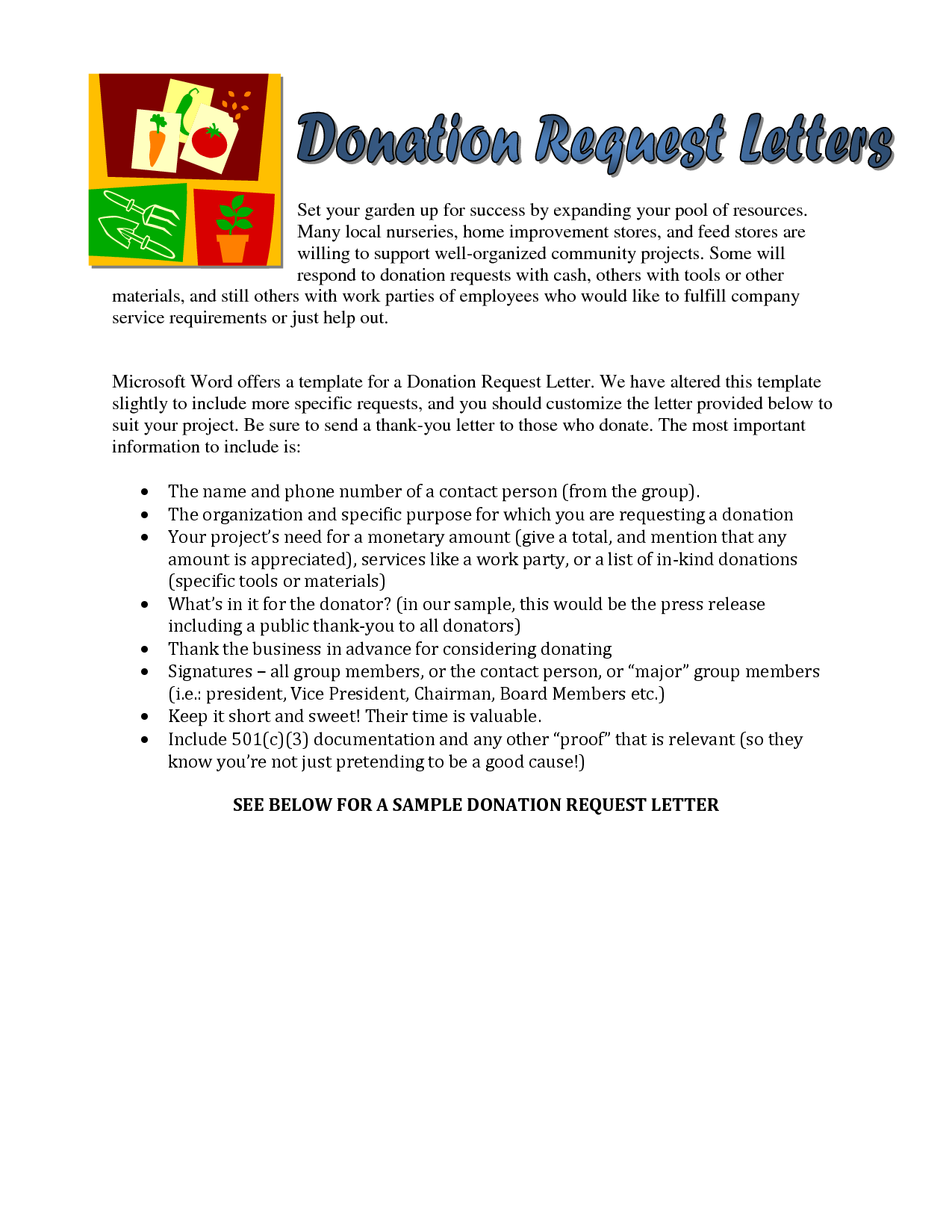Fundraising Request Letter   A request for donation asks for 