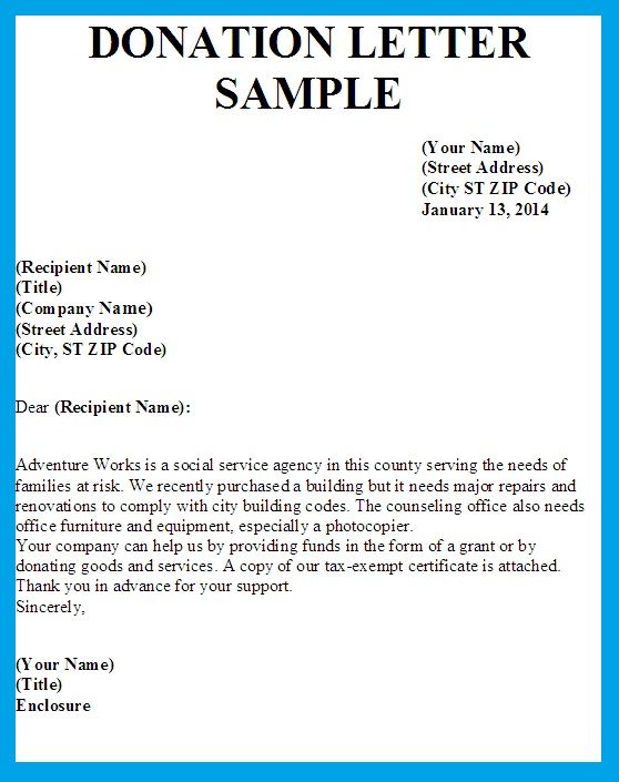 A Sample Letter Asking For Donations