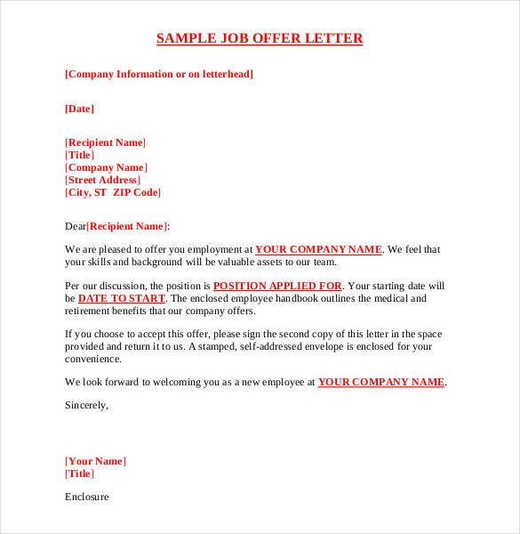 employment letter of offer template offer letter sample template 