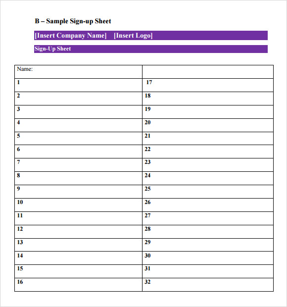 Printable Signup Sheet Info Form Printable Forms Free Online