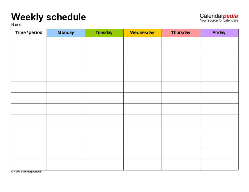 Free Weekly School Schedule Template | Templates at 