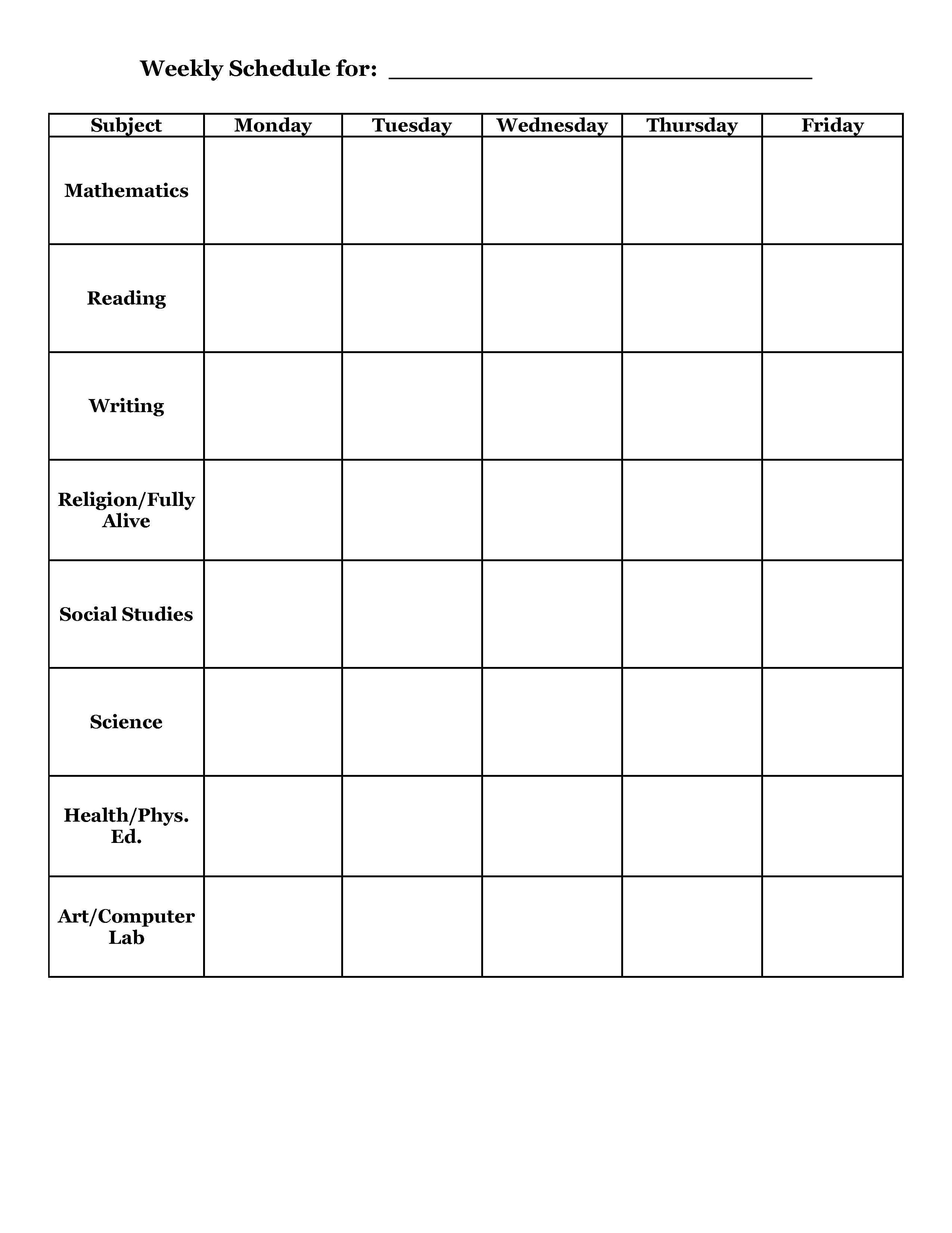 School Scheduling Templates Emmamcintyrephotography