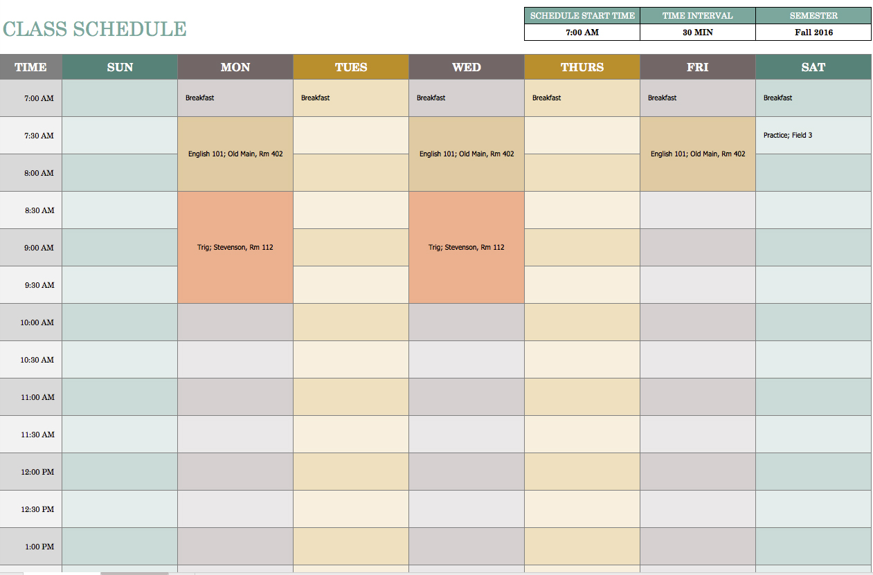 school schedule template excel   Maggi.locustdesign.co