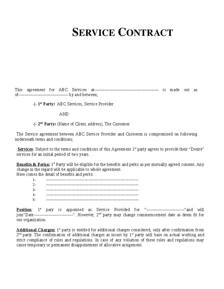 contract agreement template for services service contract template 