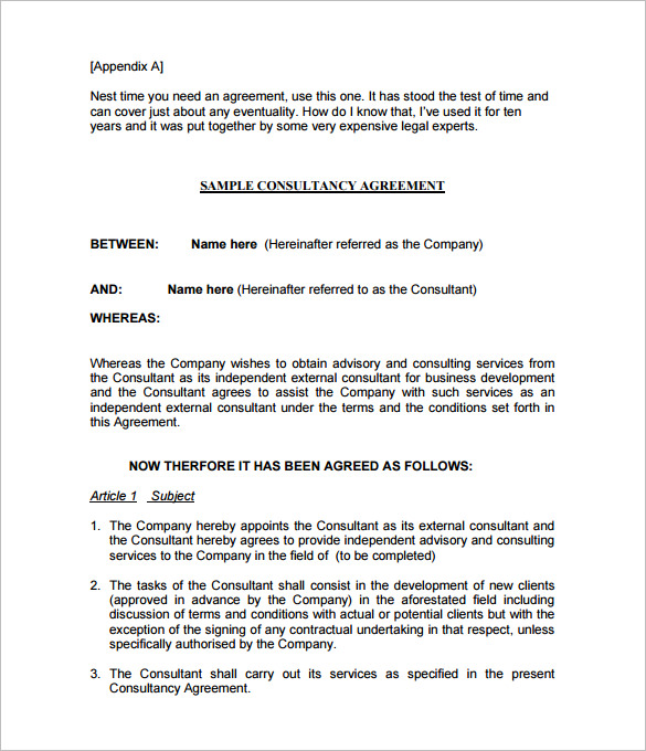 sample consulting agreement template 9 consulting contract 