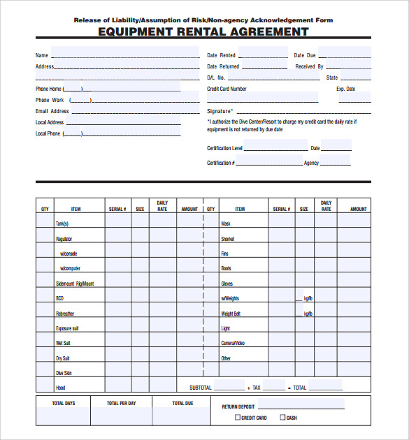30 Images of Simple Equipment Rental Agreement Template 