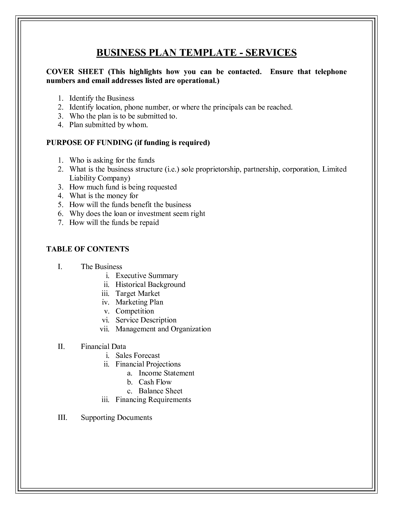 Simple Business Plan Format Pdf