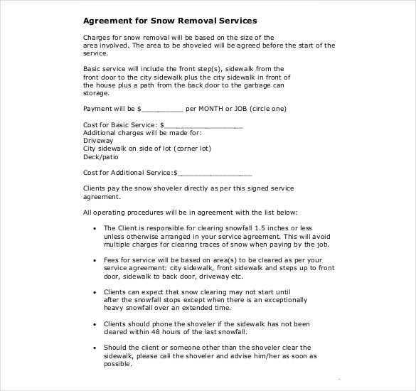 Snow Plowing Contract Template   20+ Free Word, PDF Documents 
