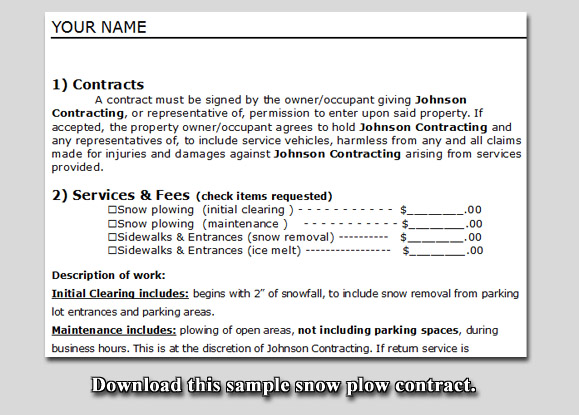 Snow removal contract template sample plow 1 smart but – dacost.info