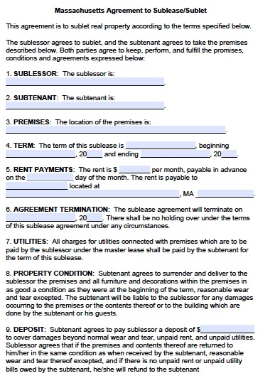 Residential Sublease Agreement Template Free   Schreibercrimewatch.org