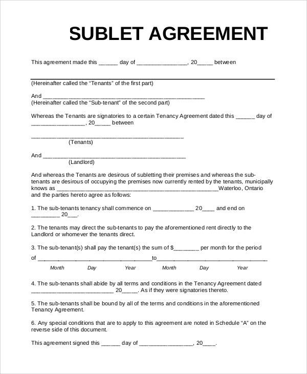 sub tenancy agreement template sub tenancy agreement template 