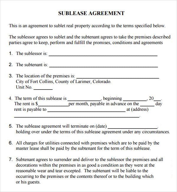 Sublet Agreement Format Emmamcintyrephotography