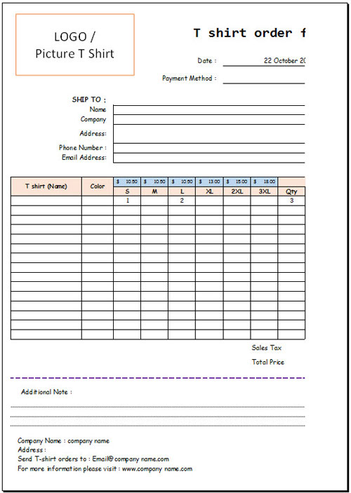  T Shirt Order Form Template Excel Emmamcintyrephotography