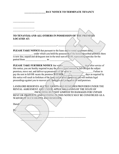 Landlord Tenant Notice To Quit Form