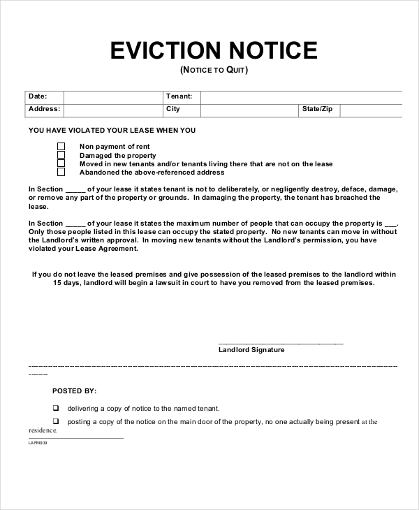 Eviction Letters For Tenants Eviction Notice Template 31 Free Word 