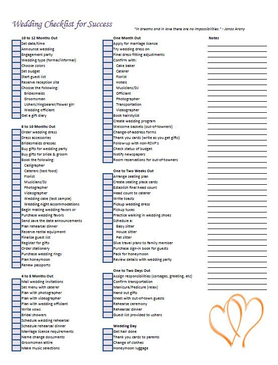 Wedding Checklist Excel