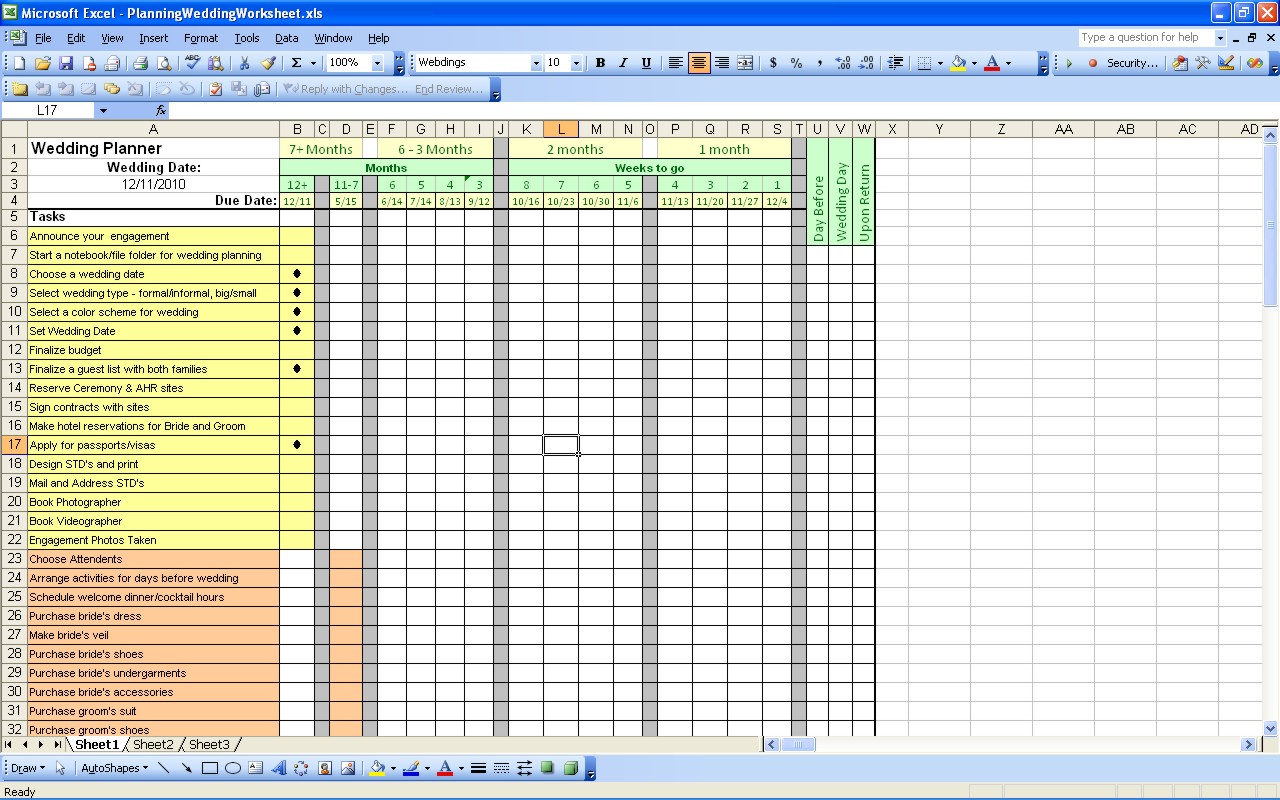 How To Use Excel For Wedding Planning