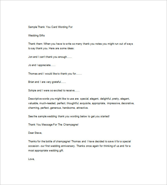Wedding Thank You Note – 6+ Free Word, Excel, PDF Format Download 