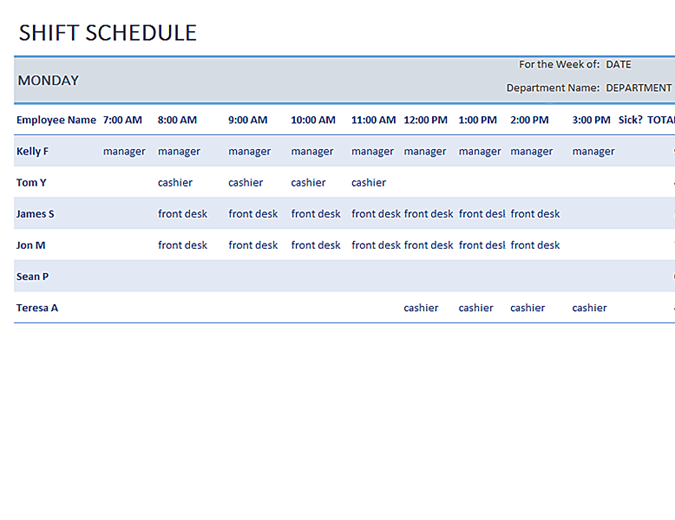 Free Employee and Shift Schedule Templates