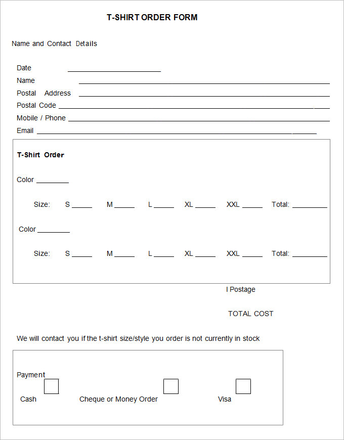 26+ T Shirt Order Form Templates   PDF, DOC | Free & Premium Templates