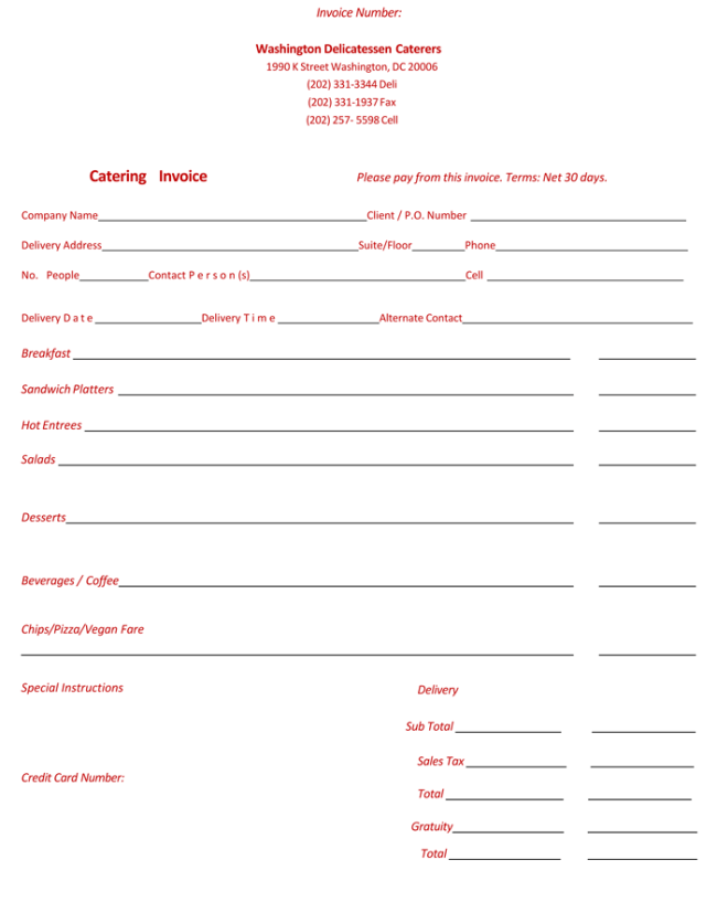 catering invoice template free catering service invoice template 