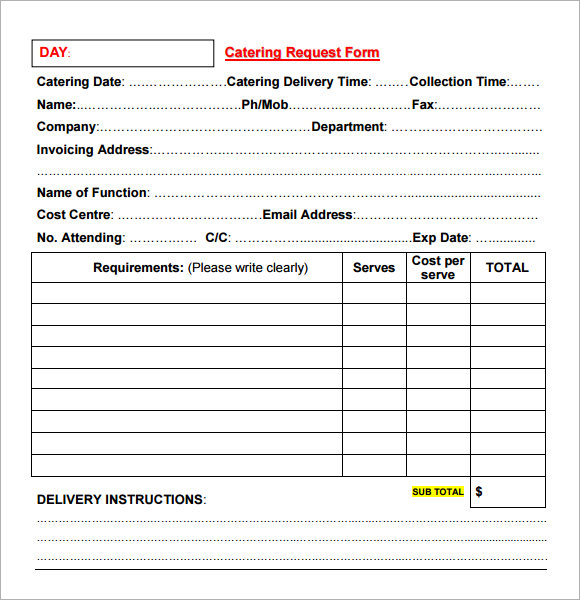 Catering Invoice Template Free | Free Business Template