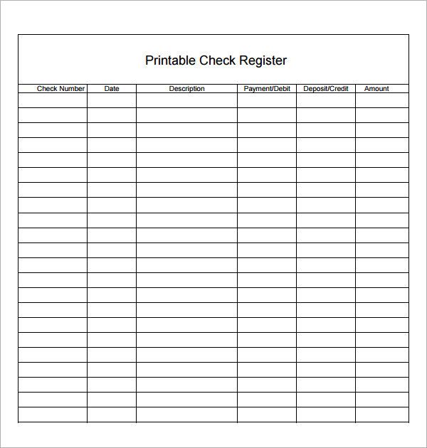 9+ Printable Check Register Samples | Sample Templates