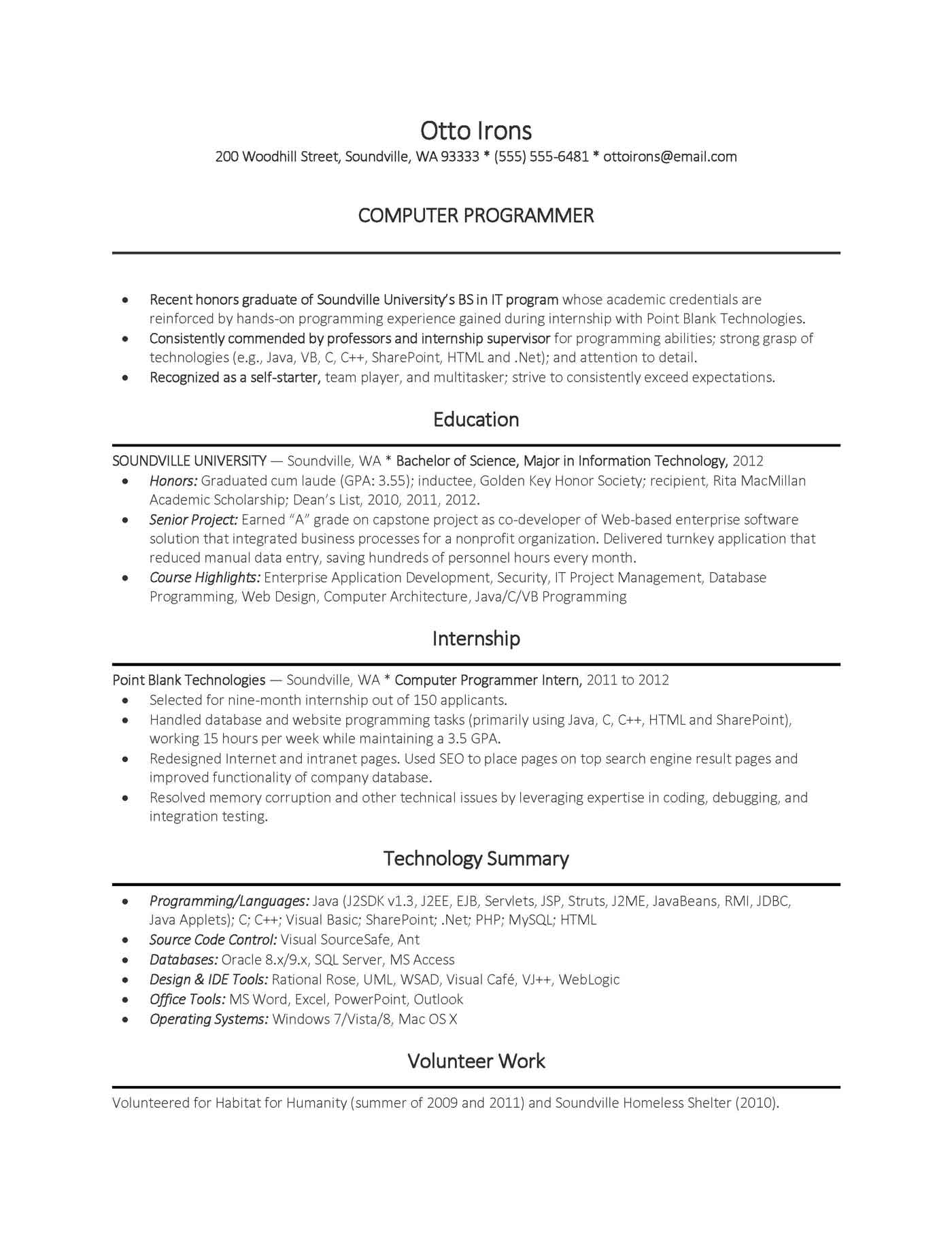 entry level computer science resumes   Manqal.hellenes.co