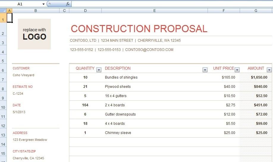Download Free Construction Bid Proposal Template