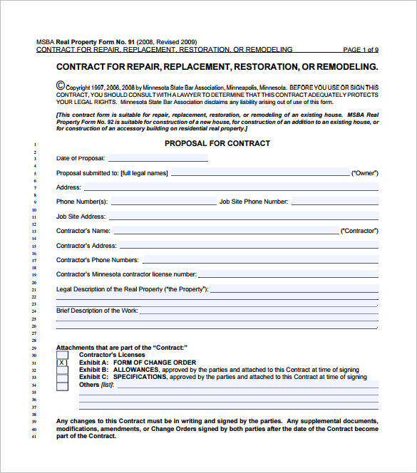 Home Remodeling Contract Template  7+ Free Word, PDF Documents 