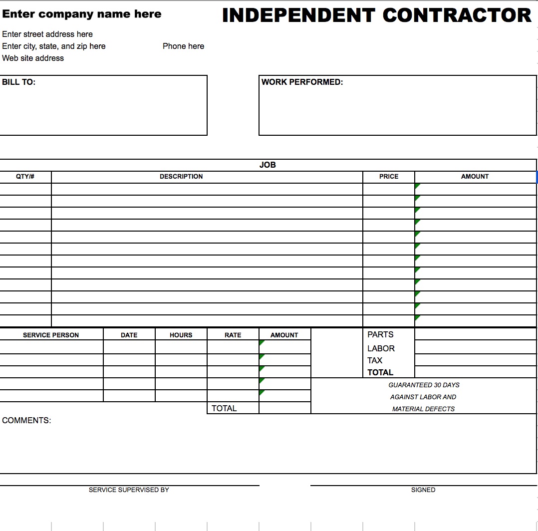 Independent Contractor Invoice Template Free | free printable invoice