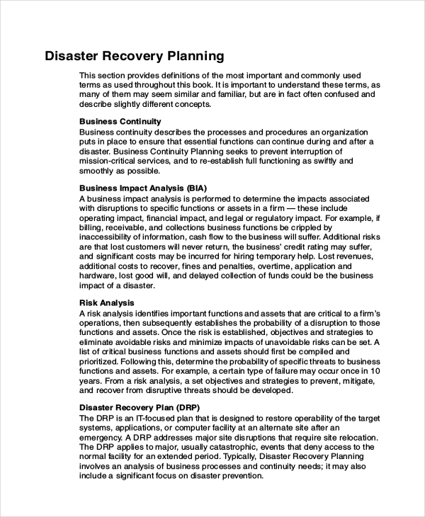 Disaster Recovery Plan Template | e commercewordpress