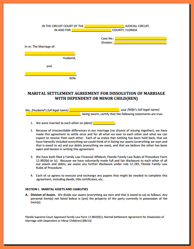 divorce settlement agreement sample   Manqal.hellenes.co