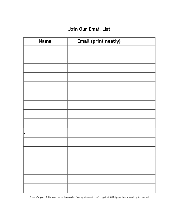 Sign Up Sheet   16+ Free PDF, Word Documents Download | Free 