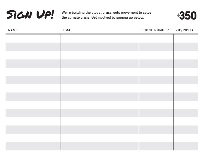 Mailing List Sign Up Sheet Template