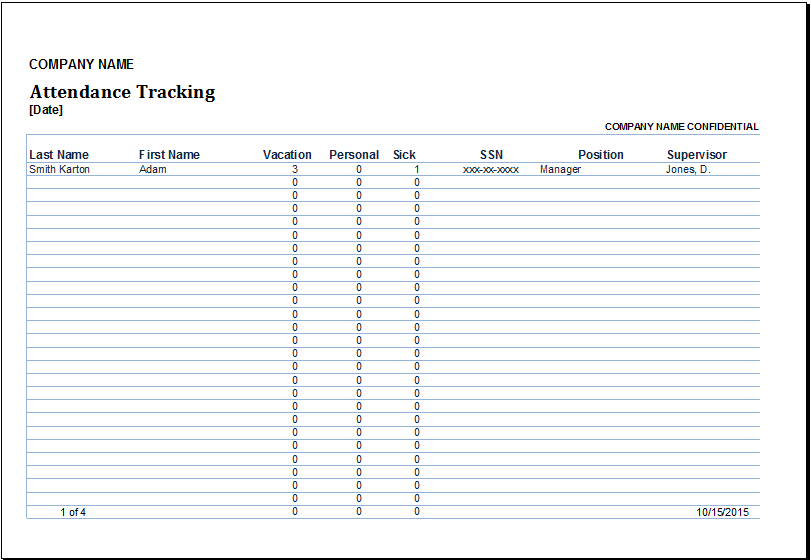 employee attendance tracking template   Physic.minimalistics.co