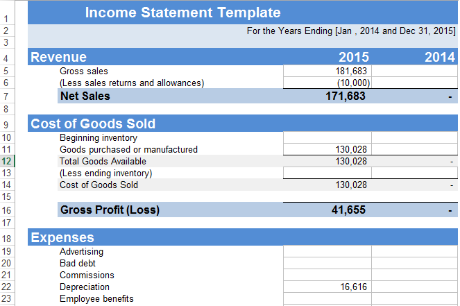 Download Income Statement Projection Excel Template   ExcelDataPro