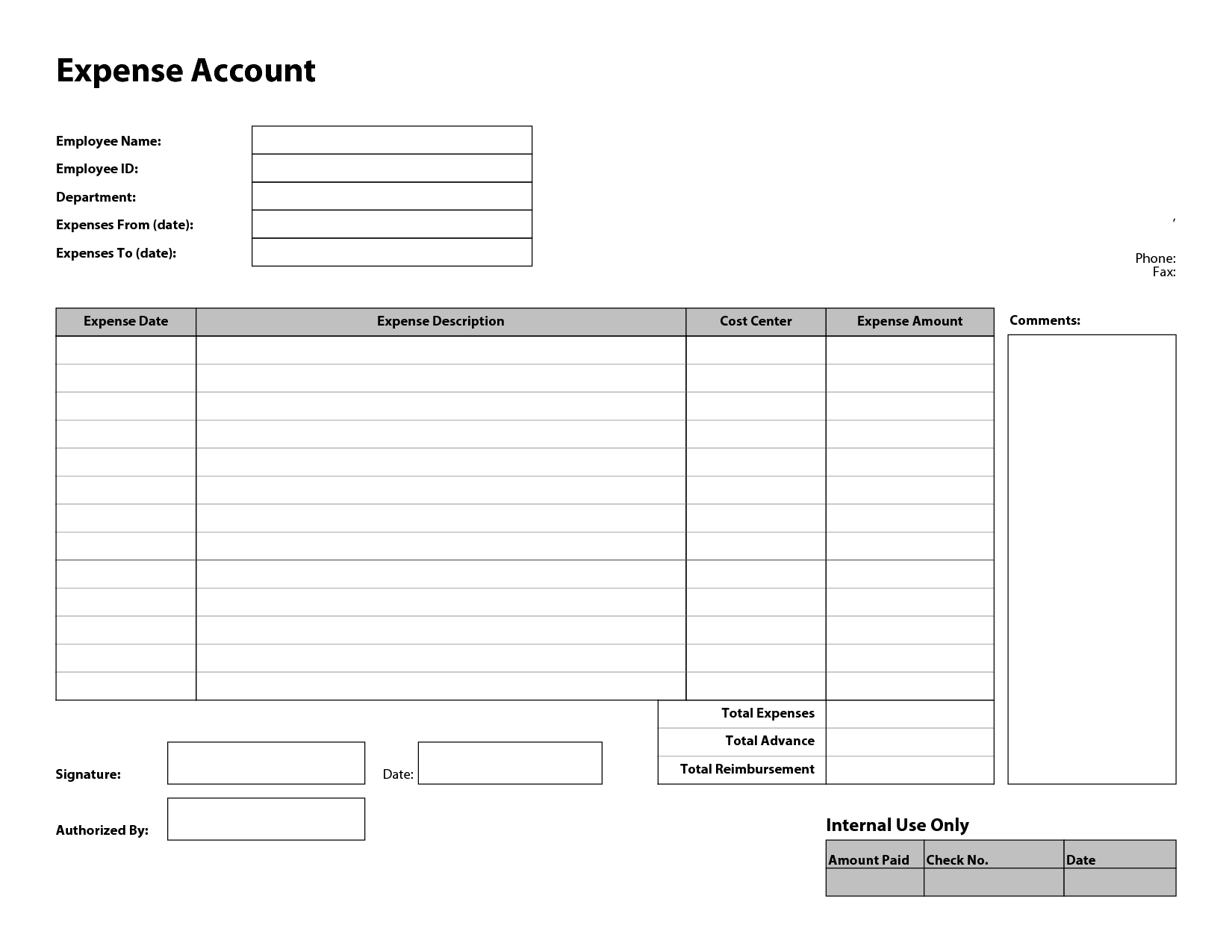Employee Expense Report Template Free Excel Features Pdf Documents 